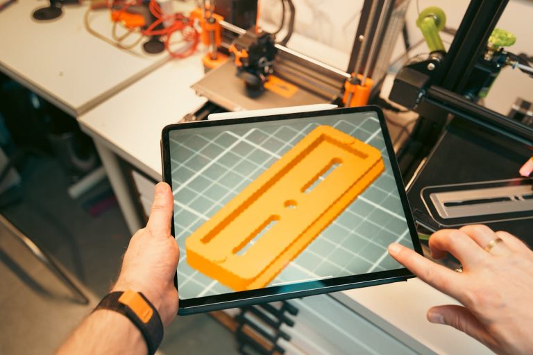 3D-printed part modeled in CAD